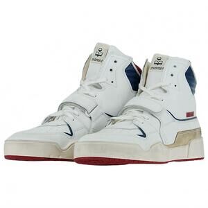 NEW ISABEL MARANT men's trash sneakers in white/ blue/ red